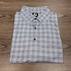 FootJoy White & Grey Plaid Golf Polo Shirt XL